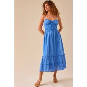 By The River Blue Tiered Midi Dress Small